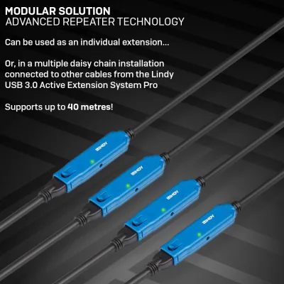 Lindy Cablu Extensie USB 3.0 Activ P 10m "LY-43157" (timbru verde 2.00 lei)