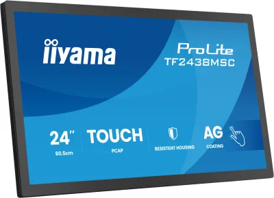 IIYAMA Monitor LED TF2438MSC-B2 24" DeepContrast PCAP 10-point Open Frame touchscreen monitor with robust metal housing for demanding environments "TF2438MSC-B2" (timbru verde 7 lei)