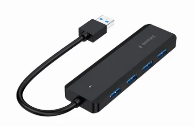 HUB extern GEMBIRD, porturi USB: USB-A 3.1 x 4, conectare prin USB-A 3.1, cablu 0.15 m, negru, "UHB-U3P4P-02" (timbru verde 0.18 lei)