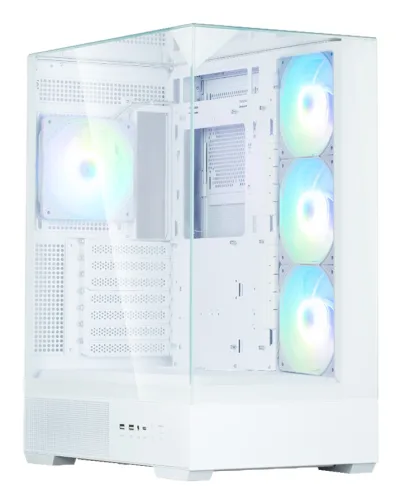 CARCASA Zalman "P40 Prism Plus", middle tower, gaming, fara sursa, suporta 9xfan, 4xfan inclus, PSU shroud, afisaj electronic, USB Type-C x 1, USB 3.1 gen1 x 2, audio+mic, 7 sloturi expansiune, alb, "P40 Prism Plus White" (timbru verde 0.32lei)