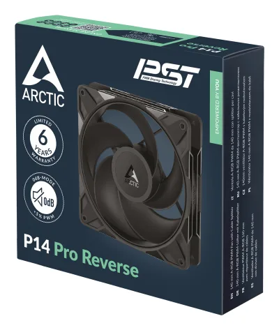 Set 3 ventilatoare Arctic "P14 Pro Reverse - 3 Pack", 140mm, 400 - 2650 RPM, FDB, 98 cfm, 4-Pin Fan Plug + 4-Pin Socket, negru, "ACFAN00330A" (timbru verde 0.54lei)