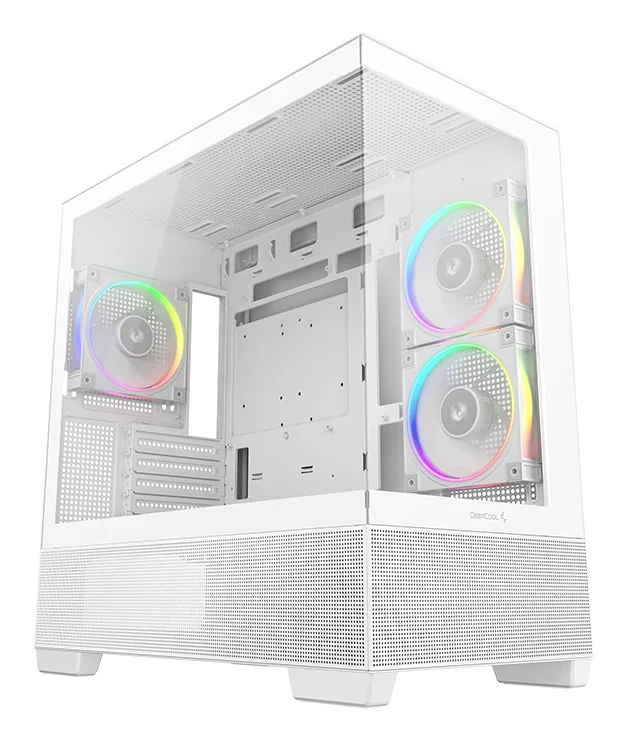 CARCASA DeepCool "CG380 Wh", middle tower, gaming, fara sursa, suporta 9xfan, 3xfan inclus, PSU shroud, USB Type-C x 2, USB 3.2 gen 1 x 2, audio+mic, 5 sloturi expansiune, alb, "R-CG380-WHAGM3-G" (timbru verde 0.24lei)