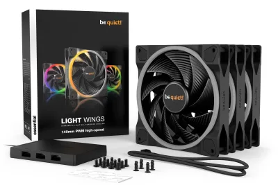 Set 3 ventilatoare be quiet! "LIGHT WINGS"140mm 2200 rpm, Rifle bearing, 4-pin PWM, ARGB LED, "BL079" (timbru verde 0.54 lei)