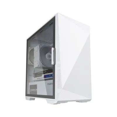 CARCASA Zalman "Z1 Iceberg", mini tower, , fara sursa, suporta 5xfan, 3xfan inclus, , USB 3.1 gen1 x 2, USB 2.0 x 1, audio+mic, 4 sloturi expansiune, alb, "Z1 Iceberg White" (timbru verde 0.24lei)