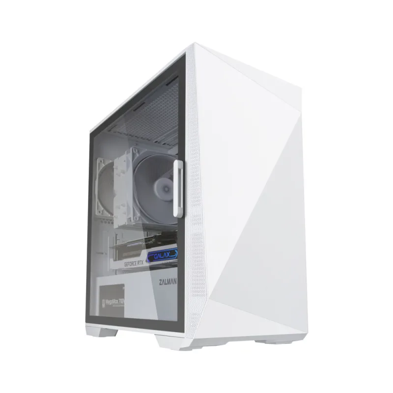 CARCASA Zalman "Z1 Iceberg", mini tower, , fara sursa, suporta 5xfan, 3xfan inclus, , USB 3.1 gen1 x 2, USB 2.0 x 1, audio+mic, 4 sloturi expansiune, alb, "Z1 Iceberg White" (timbru verde 0.24lei)