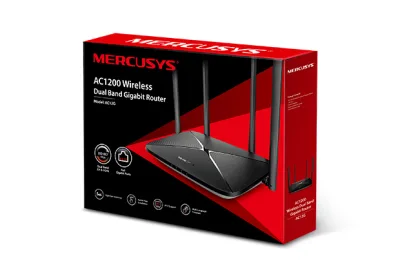 ROUTER MERCUSYS wireless 1200Mbps, 3 porturi 10/100/1000Mbps, Dual Band AC1200 "AC12G" (timbru verde 0.8 lei)