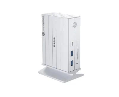 DOCKING STATION D-LINK, 14-in-1 Thunderbolt 4, conectare PC Type-C, porturi: 1xjack 3.5,1xSD/microSD slot, 3xUSB, 2xUSB 3.1, 1xUSB Type-C, 1xGigabit RJ45, 1xThunderbolt 4, 1xHDMI 2.1 8K/30Hz, 1xDP 1.4 8K/30Hz, alb  "DUF-E01" (timbru verde 0.8 lei)
