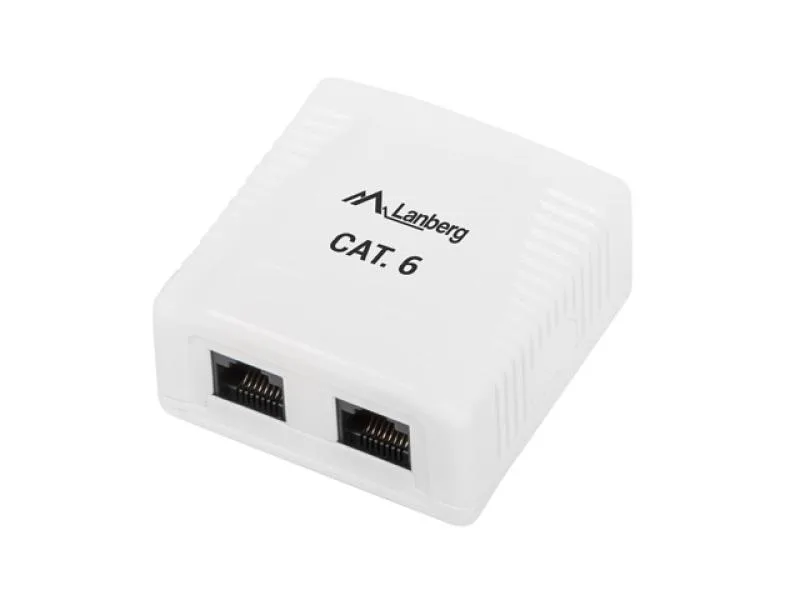 SURFACE-MOUNT BOX CAT.6 UTP UNSHIELDED 2X RJ45 WHITE LANBERG