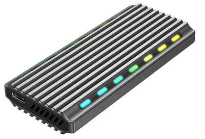 RACK extern GEMBIRD, pt. SSD, M.2, M.2 S-ATA NGFF si  M.2 PCIe NVME, interfata PC USB 3.1, RGB LED backlight, aluminiu, argintiu, "EE2280-U3C-03"  (timbru verde 0.8 lei)