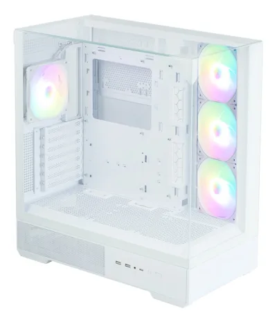 CARCASA Zalman "P40 Prism Plus", middle tower, gaming, fara sursa, suporta 9xfan, 4xfan inclus, PSU shroud, afisaj electronic, USB Type-C x 1, USB 3.1 gen1 x 2, audio+mic, 7 sloturi expansiune, alb, "P40 Prism Plus White" (timbru verde 0.32lei)