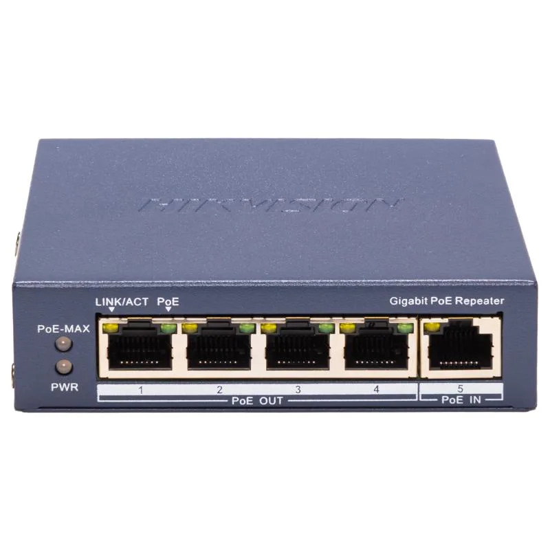 REPETOR 4 GIGABIT POE PORTS "DS-3E0505P-E/R" (timbru verde 2 lei)