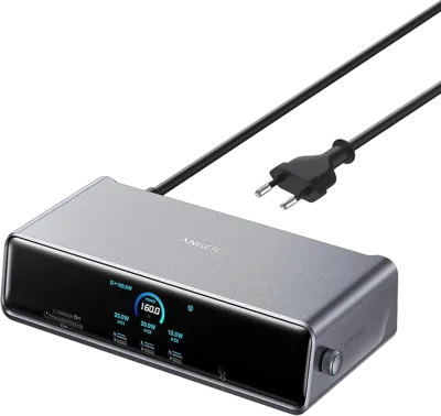 DOCKING Station Anker Prime 14-in-1, porturi: 3 x USB-C, 3 x USB-A, 2xHDMI, 1xDisplay port, RJ-45 2.5Gbps, SD,TF, afisaj digital, PD 140W, conectare prin USB-C, retea, gri, "A83B33A1" (timbru verde 0.18 lei - 0194644291846