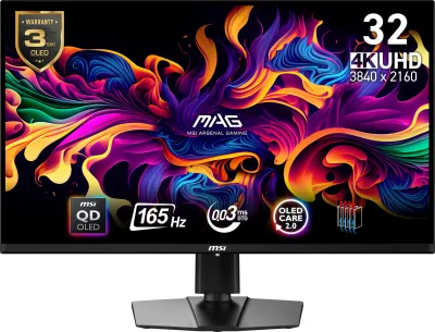 Monitor MSI MAG 321UP QD-OLED, 31.5", UHD, 3840 x 2160, HDMI, DisplayPort, AMD Freesync Premium Pro, 165 Hz, 0.03 ms, Negru  "MAG 321UP QD-OLED" (timbru verde 7 lei)