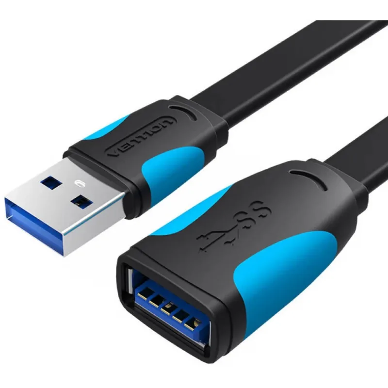 Cablu USB prelungitor Vention, 0.5m, USB 3.0 (T) la USB 3.0 (M), PVC, plat, negru, "VAS-A13-B050" (timbru verde 0.08 lei) -6922794719361