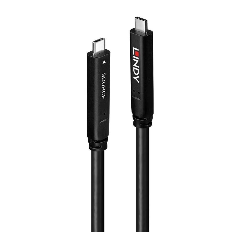 Cablu Lindy USB 3.2 Gen 2 & DP 1.4 Type C Hybrid, USB C/ USB C, 15m, Negru