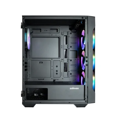 CARCASA Zalman "i3 Neo TG", middle tower, gaming, fara sursa, suporta 8xfan, 4xfan inclus, PSU shroud, USB 3.1 gen1 x 2, USB 2.0 x 1, audio+mic, 7 sloturi expansiune, negru, "i3 NEO TG Black" (timbru verde 0.32lei)