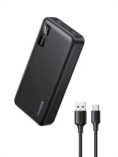 POWER BANK Ugreen "PB312", 20000mAh, 22.5W, 1 x USB Type-C input, 1 x USB Type-C output, 2 x USB output, gri, "25683" (timbru verde 0.98 lei) - 6941876226832