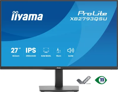 IIYAMA Monitor LED XB2793QSU-B1 27" 2560 x 1440 75Hz IPS 350cd 1ms HDMI DP USB HUB height, swivel, tilt, pivot Pro "XB2793QSU-B1" (timbru verde 7 lei)