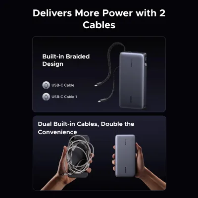 POWER BANK Ugreen "PB552", 25000mAh, 165W PD3.0, 1 x USB, 1 x USB Type-C, 1 x USB Type-C integrat, display, gri, "55995B" (timbru verde 0.98 lei)