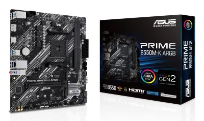 Placa de baza Asus, PRIME B550M-K ARGB, AMD B550PCIe 4.0, Realtek 1Gb Ethernet, DisplayPort/HDMI "PRIME B550M-K ARGB"