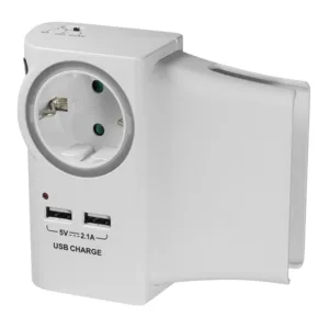 PRIZA LOGILINK, Schuko x 1, conectare prin Schuko (T), USB x 2, 16 A, protectie supratensiune, protectie copii, alb, "PA0165" (include TV 0.8lei)