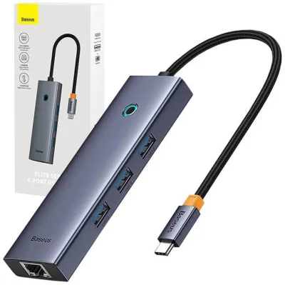 Docking station Baseus UltraJoy 4 in 1, USB Type-C, Gri, 2 ani Garantie