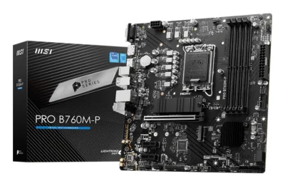 MSI PRO B760M-P, mATX, LGA 1700,  DDR5 6800, 1x PCIe x16 slots, 2x M.2 slots, 1x HDMI, 1x DP, 1x VGA, 1x USB 3.2 Gen 2 Type-C, 1x USB 3.2 Gen 1, 4x USB 2.0, 7.1, 1Gbps LAN, 3Y "PRO_B760M-P"