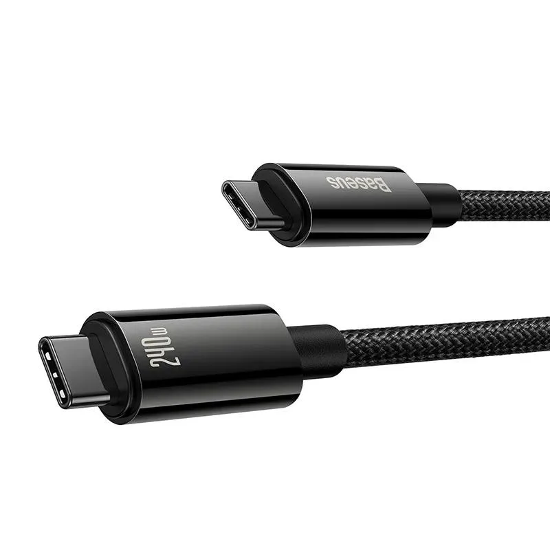 Cablu Baseus Tungsten Gold, USB C/ USB C, 3 m, Negru