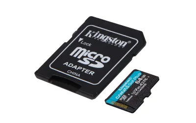 KINGSTON 64GB microSDXC Canvas Go Plus Gen4 200MB/s A2 U3 V30 Card + Adapter "SDCG4/64GB" (timbru verde 0.03 lei)