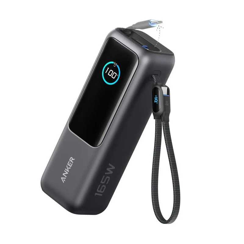 Anker A1695H11. Battery capacity: 25000 mAh. USB Type-A output ports: 1, USB Type-C ports quantity: 1. Total output power: 165 W, Output current: 5 A. Product colour: Black