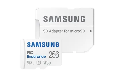 SAMSUNG PRO Endurance microSD Class10 256GB incl adapter R100/W30 up to 140160 hours, "MB-MJ256KA/EU" (timbru verde 0.03 lei)