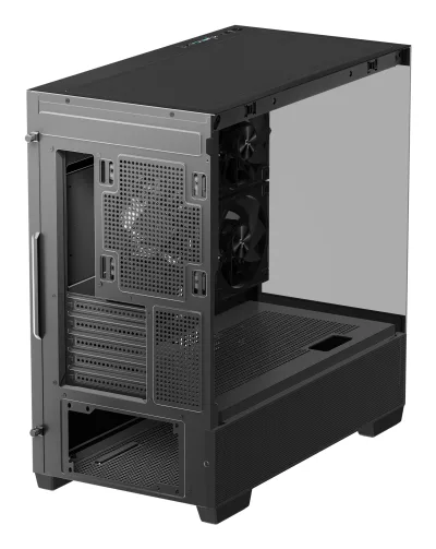 CARCASA DeepCool "CG380", middle tower, gaming, fara sursa, suporta 9xfan, 3xfan inclus, PSU shroud, USB Type-C x 2, USB 3.2 gen 1 x 2, audio+mic, 5 sloturi expansiune, negru, "R-CG380-BKAGM3-G" (timbru verde 0.24lei)