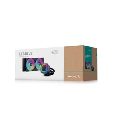 COOLER DeepCool "LE240 V2", skt. LGA1851, LGA 1700, AM4, AM5, racire cu lichid, 2 x 120mm, 500 - 2100 RPM, RGB adresabil, negru "R-LE240-BKAMMC-G-2" (timbru verde 2.00 lei)