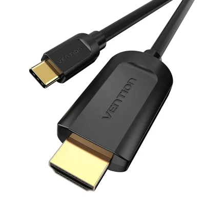 Cablu video Vention, USB Type-C(T) la HDMI(T), 2m, rezolutie maxima 4K la 30Hz, conectori auriti, cupru, invelis PVC, negru, "CGUBH" (timbru verde 0.18lei) - 6922794742079