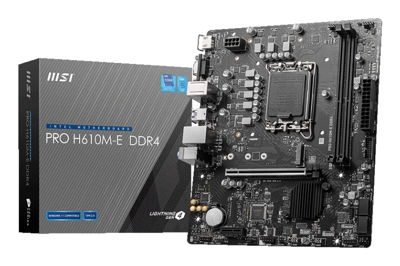 MSI PRO H610M-E DDR4, Micro-ATX, Socket 1700, Dual Channel DDR4 3200(OC)MHz, 1x PCIe x16 slots, 1x M.2 slots, 1x HDMI, 1 x VGA, 2x USB 3.2 Gen 1, 4x USB 2.0, 3Y "PRO_H610M-E_DDR4"