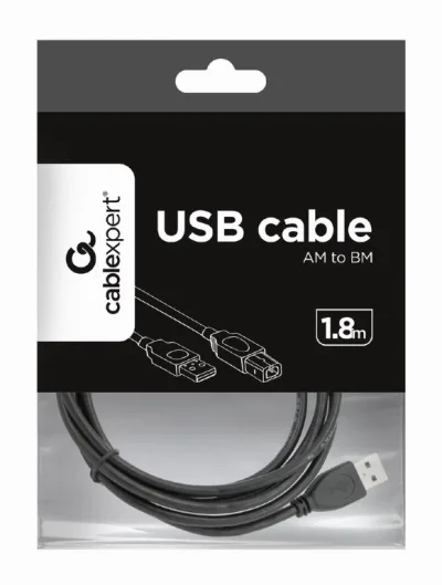 CABLU USB GEMBIRD pt. imprimanta, USB 2.0 (T) la USB 2.0 Type-B (T), 1.8m, conectori auriti, black, "CCP-USB2-AMBM-6" / 45505977 (timbru verde 0.08 lei)