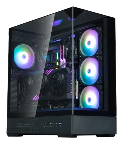 CARCASA Zalman "P40 Prism Plus", middle tower, gaming, fara sursa, suporta 9xfan, 4xfan inclus, PSU shroud, afisaj electronic, USB Type-C x 1, USB 3.1 gen1 x 2, audio+mic, 7 sloturi expansiune, negru, "P40 Prism Plus Black" (timbru verde 0.32lei)