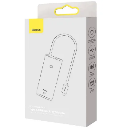 DOCKING Station Baseus Lite, conectare PC USB Type-C, USB 3.0 x 2, USB Type C x 1, HDMI x 1/4K/30Hz, card reader SD/microSD, negru "WKQX050001" (timbru verde 0.18 lei) - 6932172606329