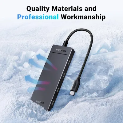 HUB extern Ugreen, "CM806" porturi USB Type-C: USB Type-C 3.2 x 4, conectare prin USB Type-C, lungime 0.5 m, negru, "35584" (timbru verde 0.8 lei) - 6941876235841