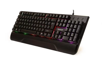 Kit Wired tastatura si mouse SPACER SPGK-INVICTUS, taste numerice, Negru