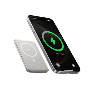 POWER BANK Baseus PicoGo AM41 Ultra-Slim Qi2 Magnetic Wireless, capacitate 10000mAh 27W, 1 x USB Type-C, include cablu USB Type-C la USB Type-C 30cm, titanium "E0027203" (timbru verde 0.98 lei) - 6932172691684