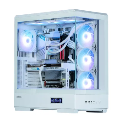 CARCASA Zalman "P50 DS", middle tower, gaming, fara sursa, suporta 10xfan, 4xfan inclus, PSU shroud, afisaj electronic, USB Type-C x 1, USB 3.1 gen1 x 2, audio+mic, 7 sloturi expansiune, alb, "P50 DS White" (timbru verde 0.32lei)