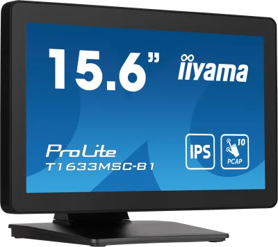 Monitor IPS LED Iiyama ProLite 15.6" T1633MSC-B1, Full HD (1920 x 1080), HDMI, DisplayPort, Boxe, Touchscreen (Negru) "T1633MSC-B1" (timbru verde 7 lei)