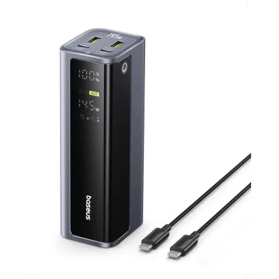 POWER BANK Baseus EnerGeek GP12, 20800mAh, 2 x USB Type-C, 2 x USB, 145W, display, include cablu USB Type-C la USB Type-C 1m, negru, "P10082109813-00" (timbru verde 0.98 lei) - 6932172687571