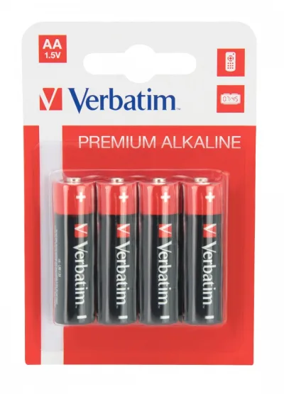 BATERIE VERBATIM  AA (R6), 1.5V alcalina,  4 buc., "49921" (timbru verde 0.32 lei)