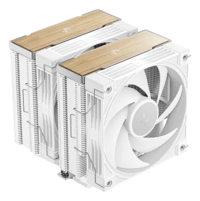 COOLER DeepCool "AK620 G2 WH" skt. Intel si AMD, racire cu aer, vent. 2 x 120mm, 2000 rpm, 6 heatpipes, inaltime 159mm, top cover lemn, alb,"R-AK620G2-WHNNMN-GJD"  (timbru verde 2 lei)