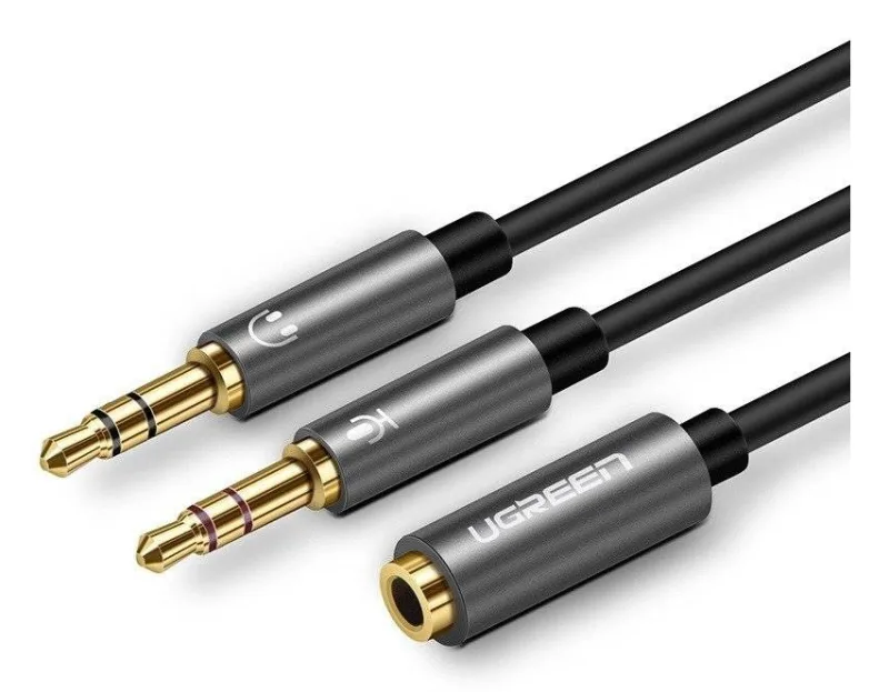 CABLU audio Ugreen, "AV140" stereo 2 x 3.5 mm jack (T) la 3.5 mm jack (M), 0.20 m, conectori auriti, negru "20899" (timbru verde 0.18 lei) - 6957303828999