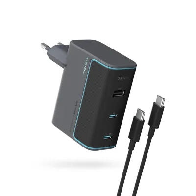 INCARCATOR retea Cuktech 2C1A Quick Charge 100W, 2 x USB Type-C Output, 1 x USB Output, include cablu USB Type-C la USB Type-C 1m, gri "CUKAD1003EUG" (timbru verde 0.18 lei)