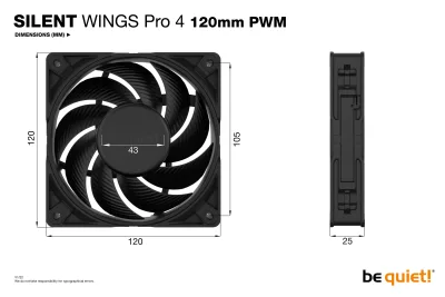 Ventilator be quiet "SILENT WINGS 4" 140mm, 2400 rpm, Fluid Dynamic Bearing, 4-pin PWM, "BL099" (timbru verde 0.18 lei)