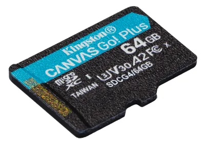 KINGSTON 64GB microSDXC Canvas Go Plus Gen4 200MB/s A2 U3 V30 Card + Adapter "SDCG4/64GB" (timbru verde 0.03 lei)